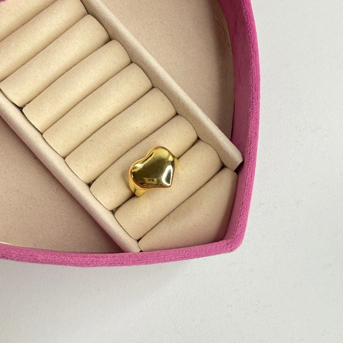 Anillo corazón ajustable CHAPA DE ORO 18k(S68)