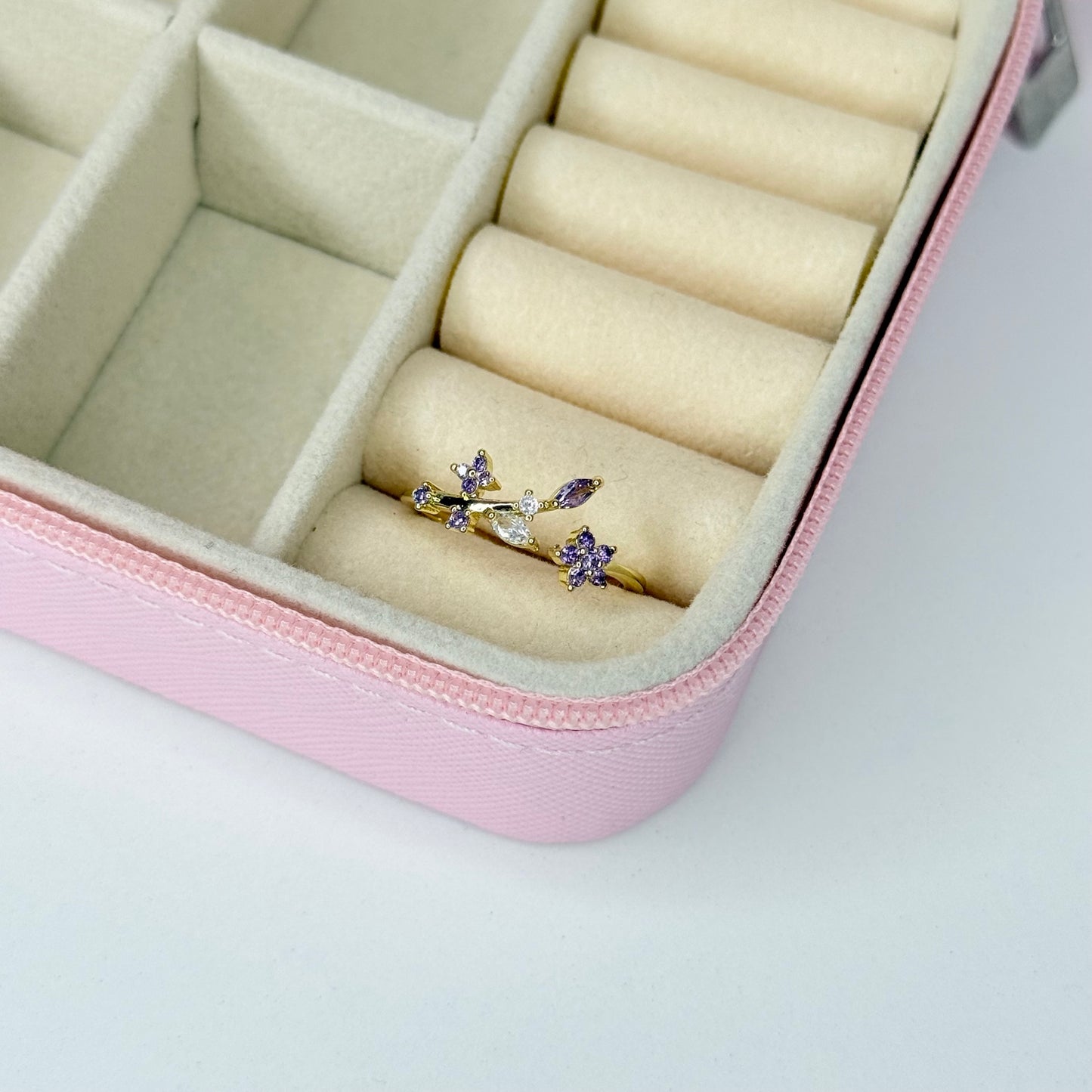 Anillo flor ajustable CHAPA DE ORO 18k(K188)