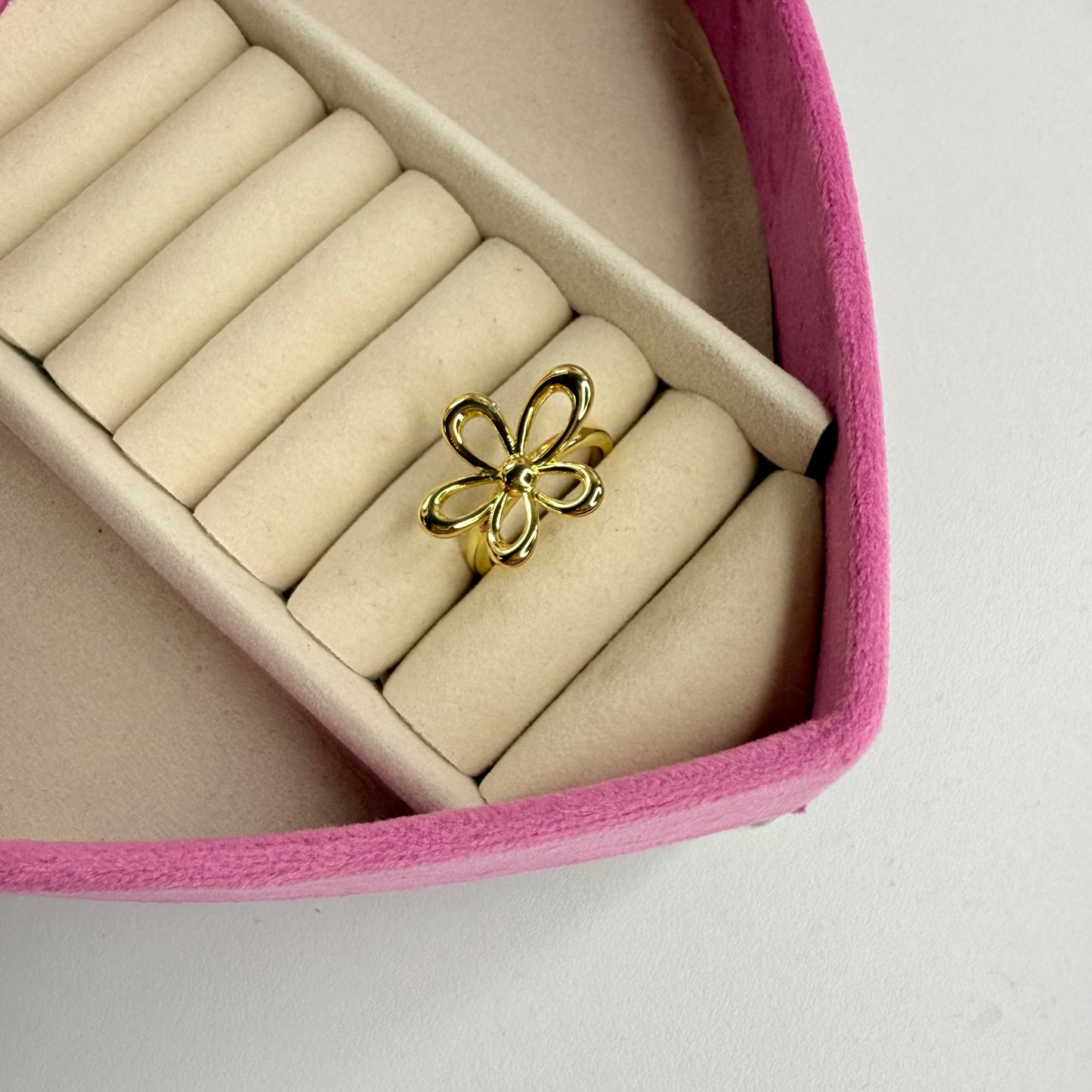 Anillo flor ajustable CHAPA DE ORO 18k(P171)