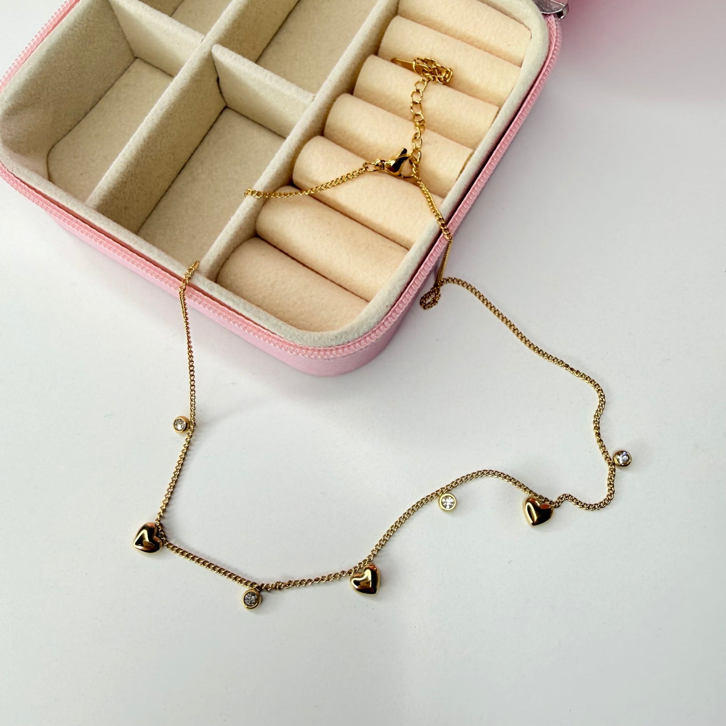 Collar corazones CHAPA DE ORO 18k(AA98)