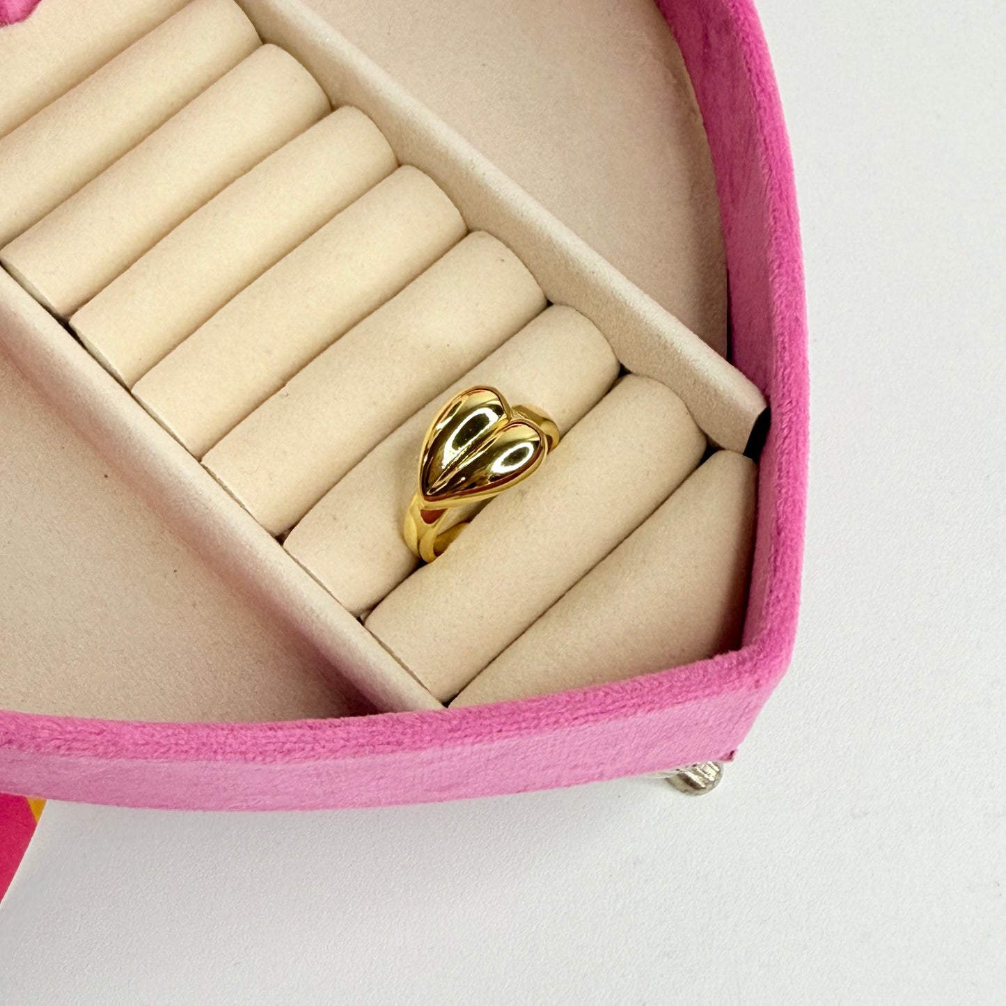 Anillo corazón ajustable CHAPA DE ORO 18k(S35)