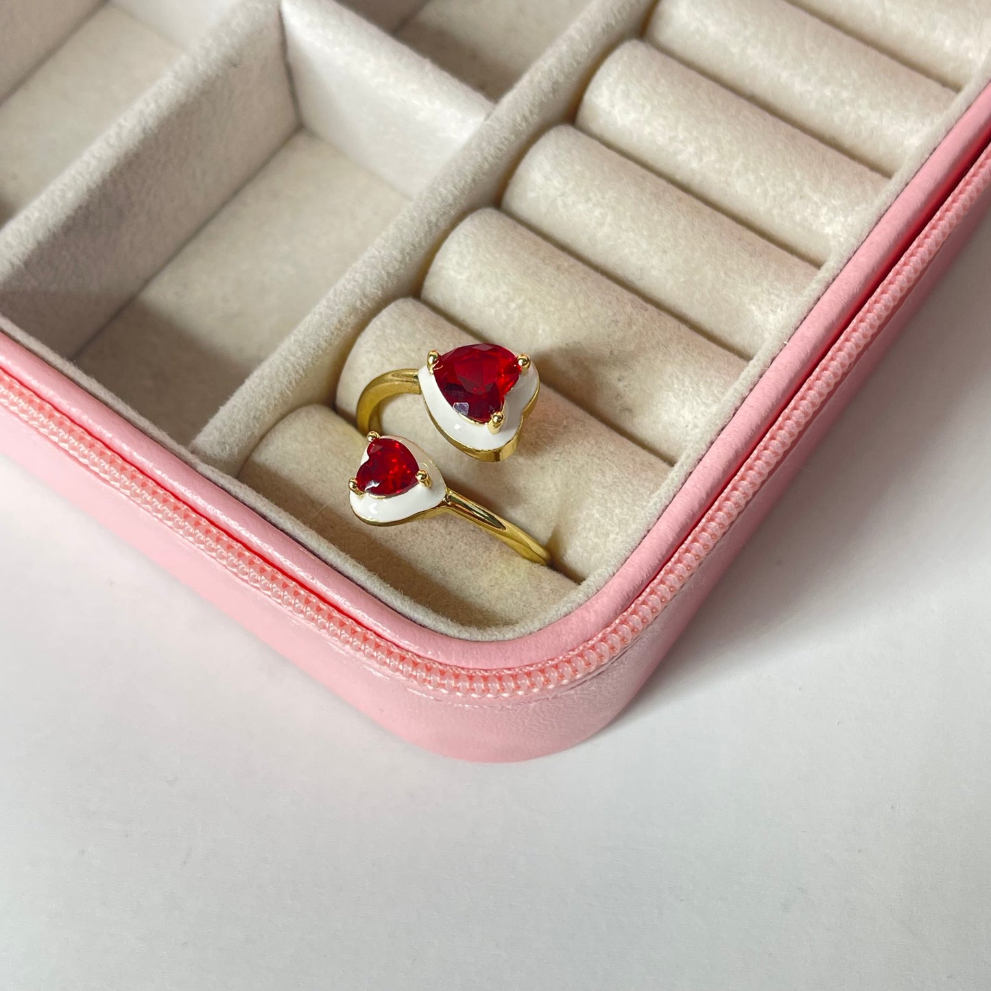 Anillo corazones ajustable CHAPA DE ORO 18k(K211)
