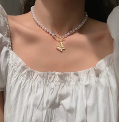 Collar mariposa perlas(K161)