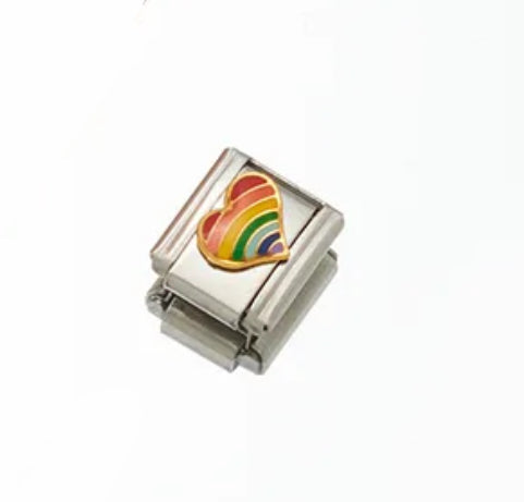 Charm italiano corazón arcoíris(W69)