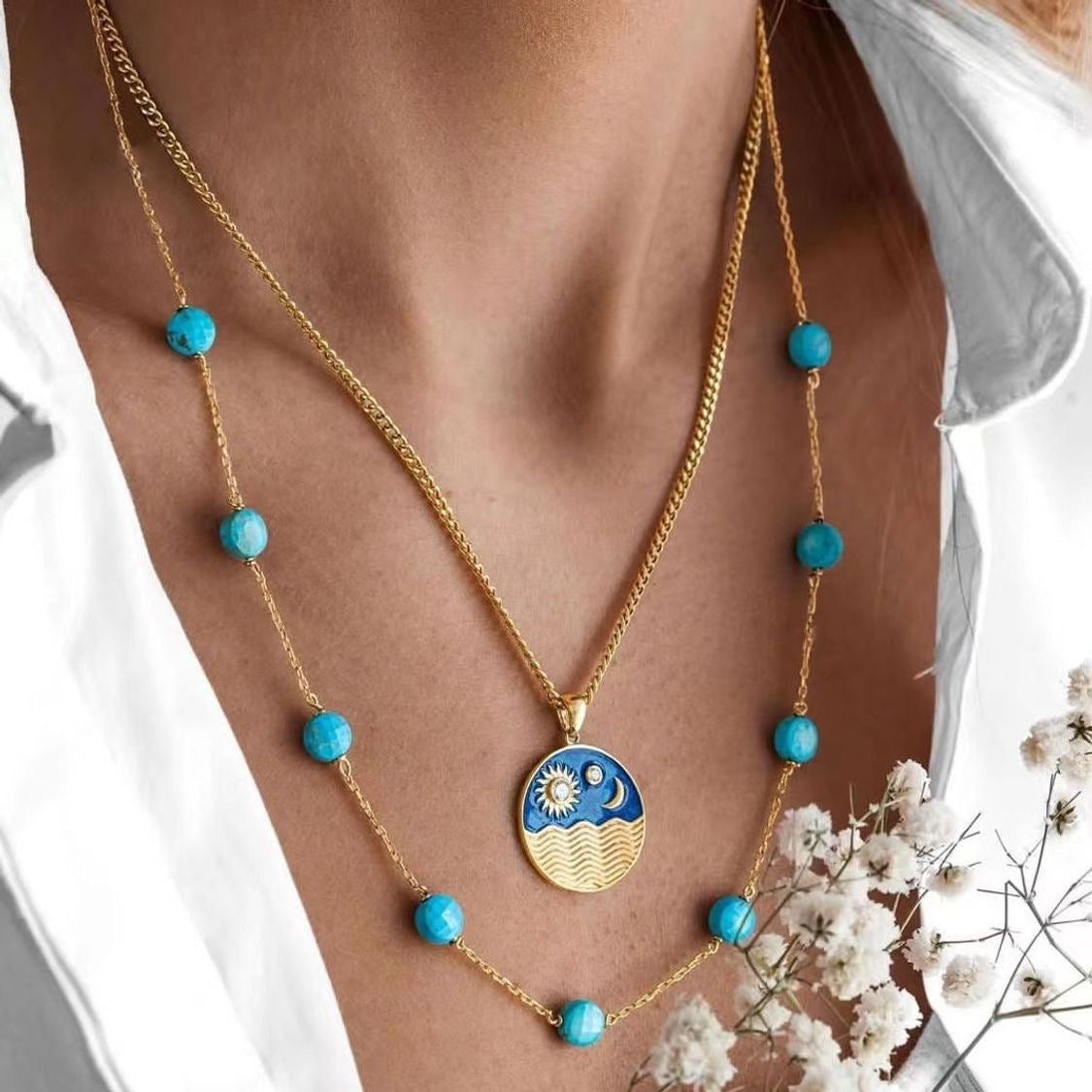 Collar capas azul luna(L174)