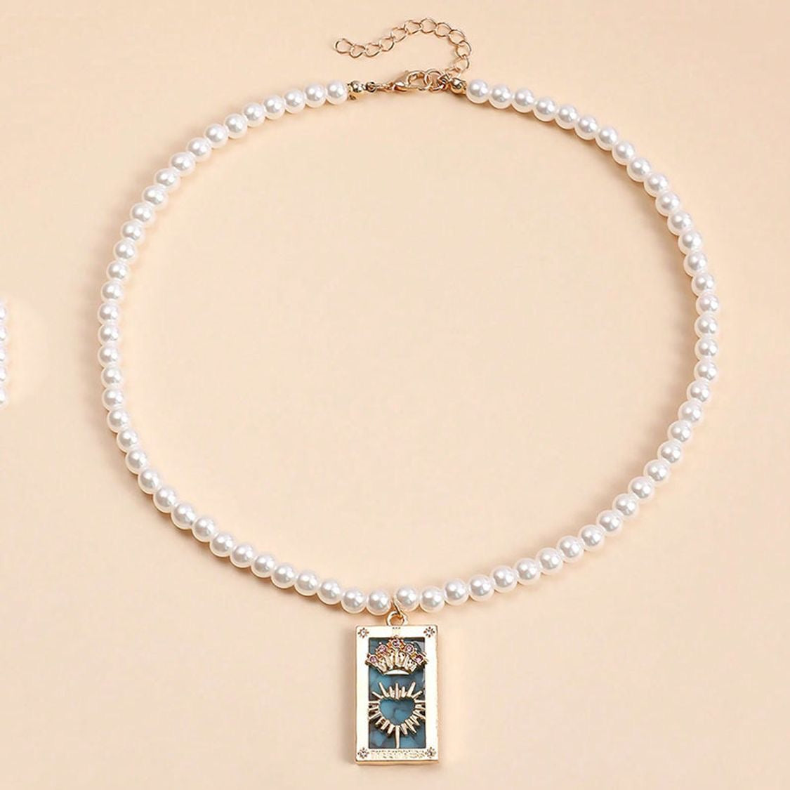 Collar perlas corazon(L166)