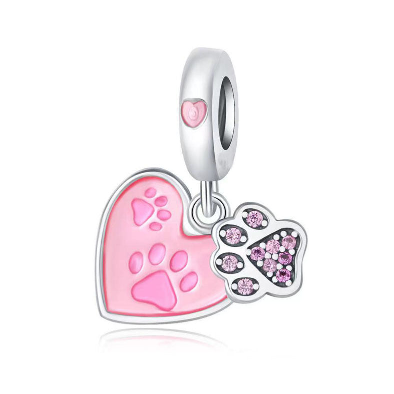 Charm huella rosa perro(R124)