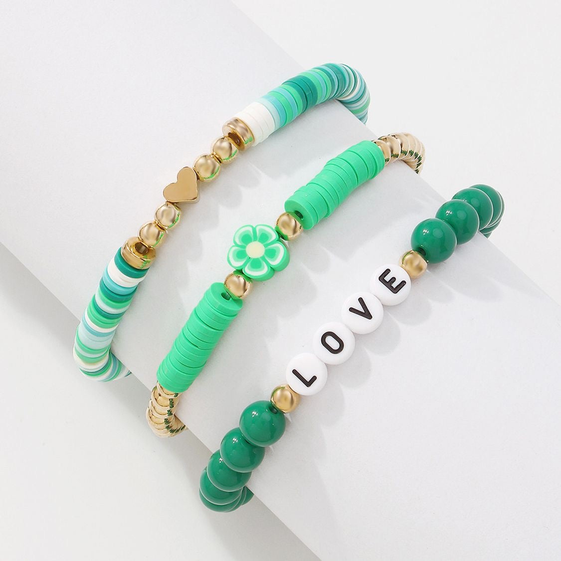 Pulseras set verde 3 pzs(AA47)