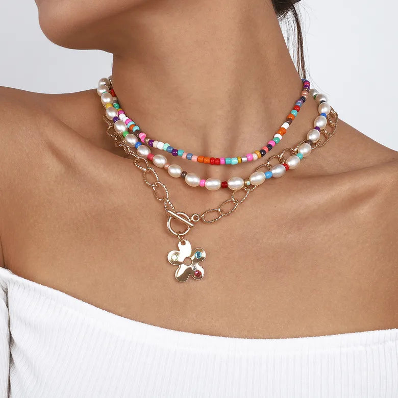 Collar capas colores flor(E151)
