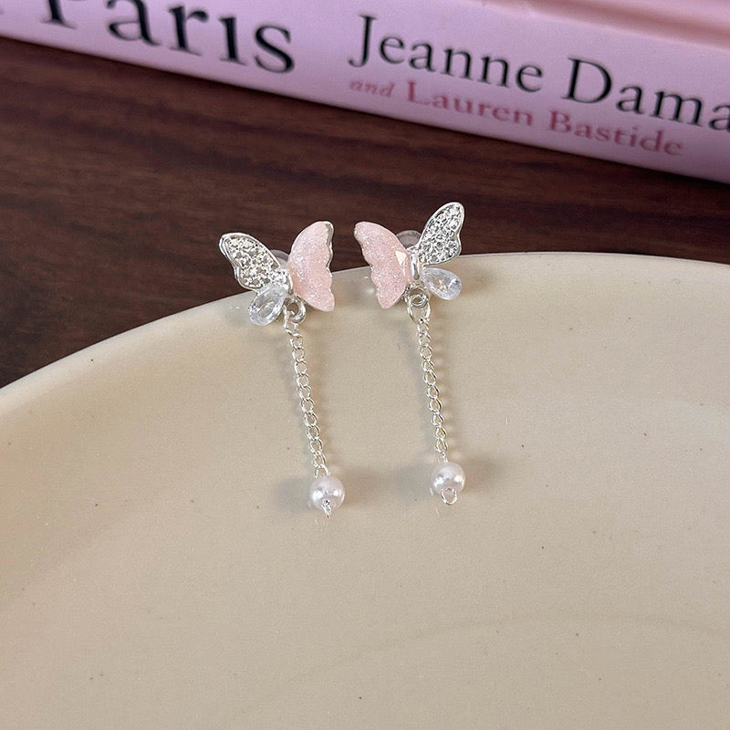 Aretes mariposa perla(S21)