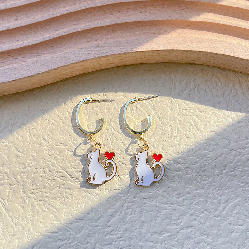 Aretes gato blanco(S5)