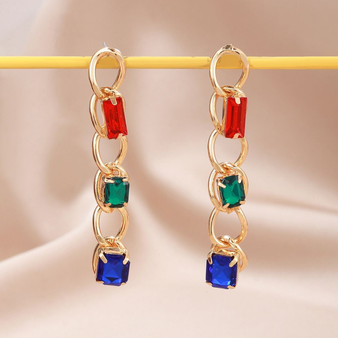 Aretes cadena rojo(L199)