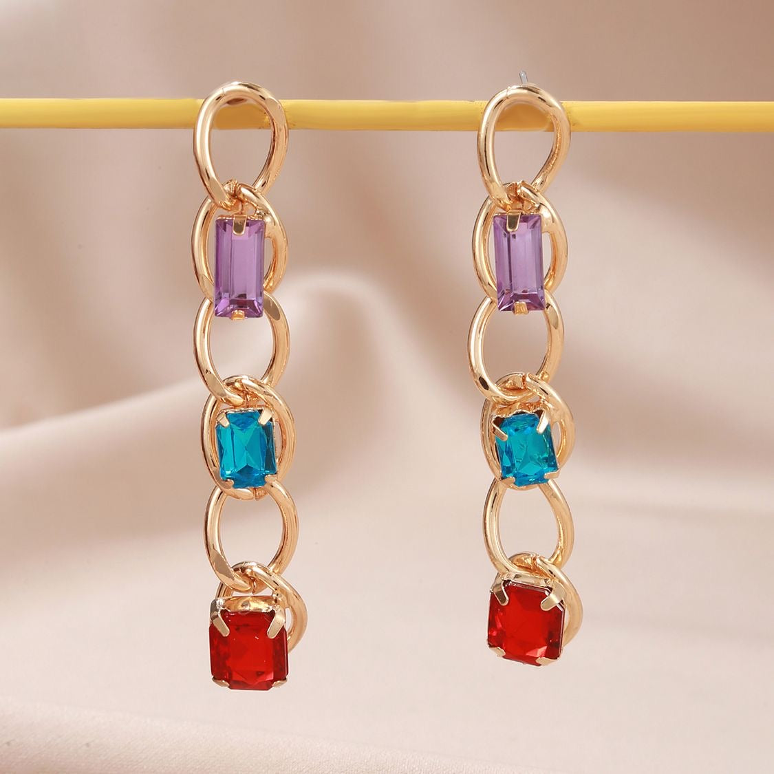 Aretes cadena lila(L192)