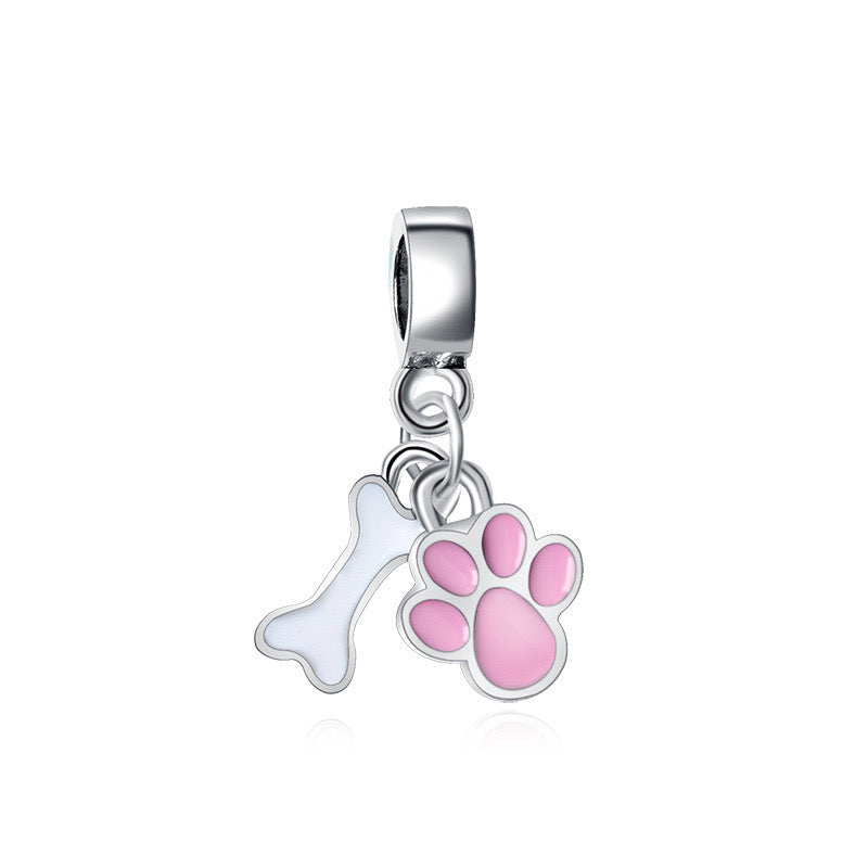 Charm huella rosa perro(AA61)