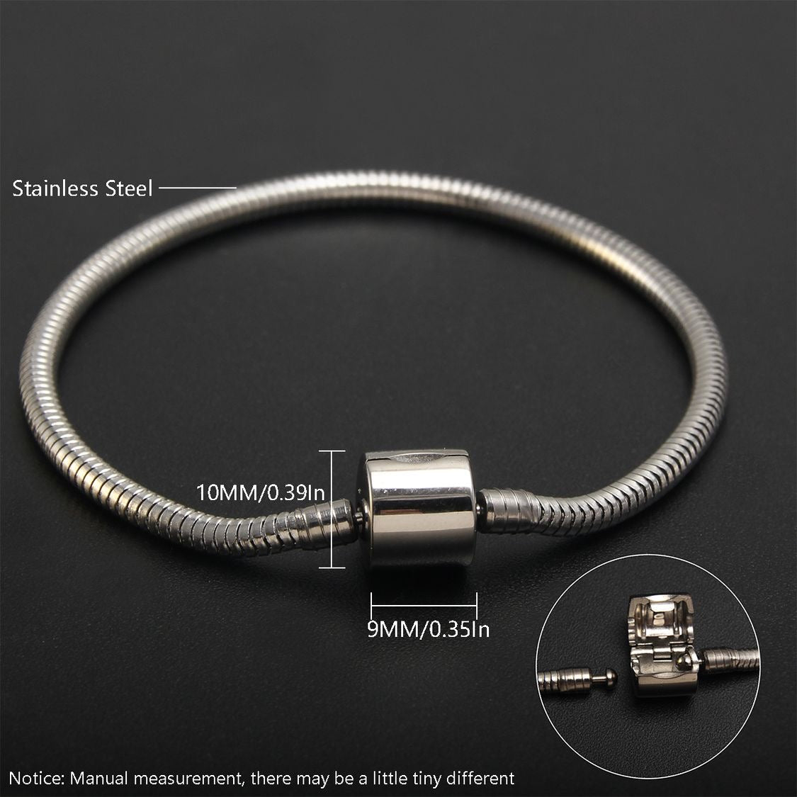 Pulsera Pand ACERO INOXIDABLE (17cm - 21cm) compatible con los charms