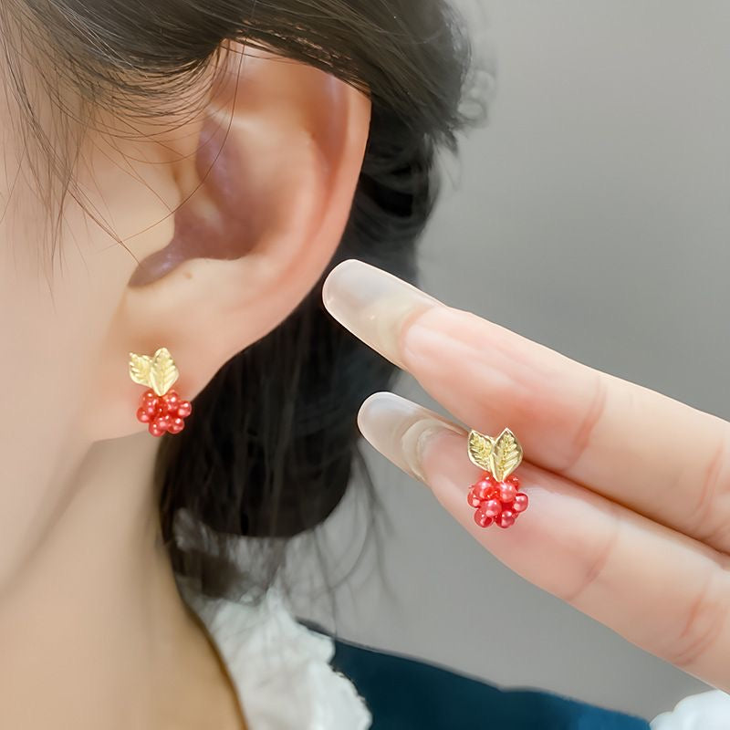 Aretes uvas rosas(H134)