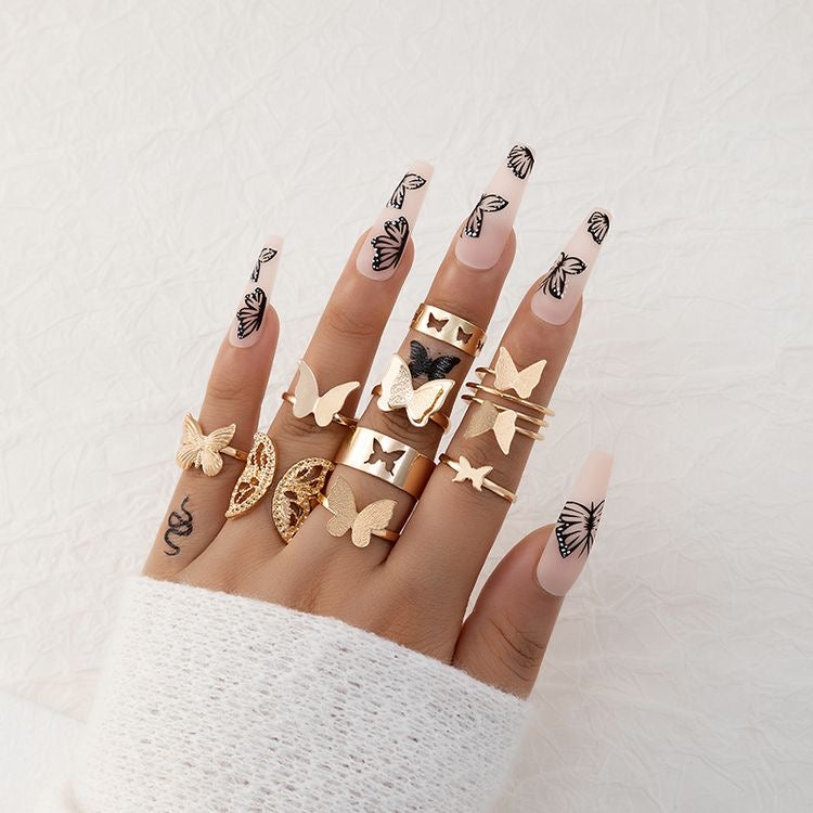 Anillos set mariposas 9 pzs(AA55)