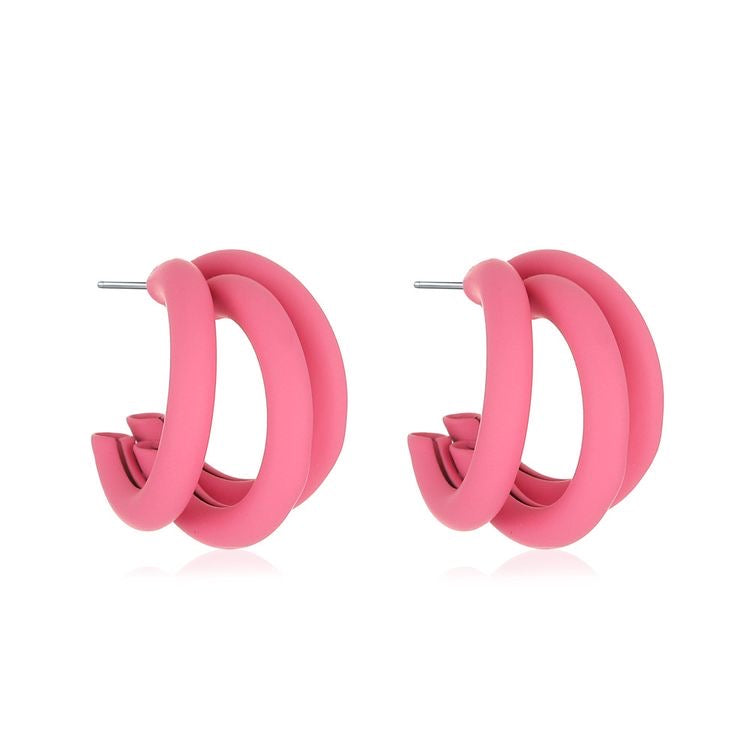 Arracadas rosa baby triple(I226)