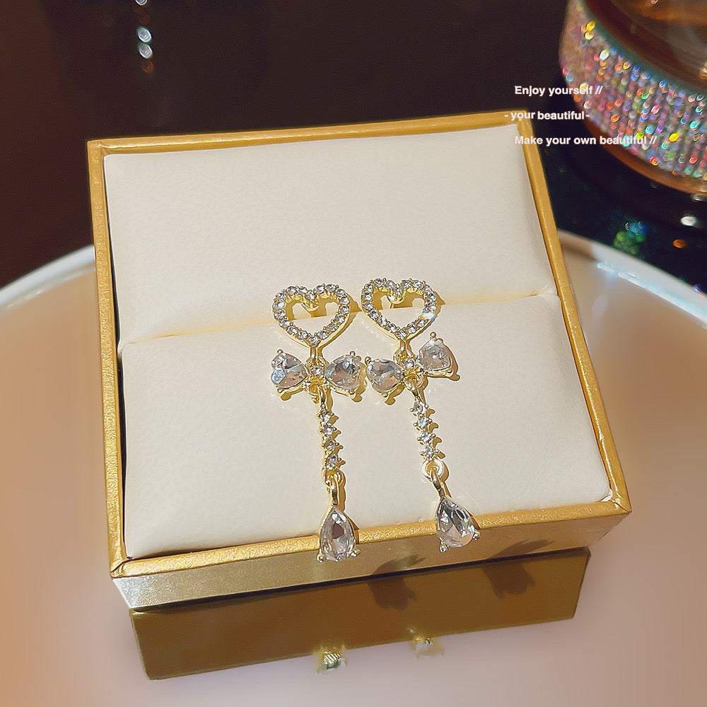 Aretes corazon colgantes(K119)