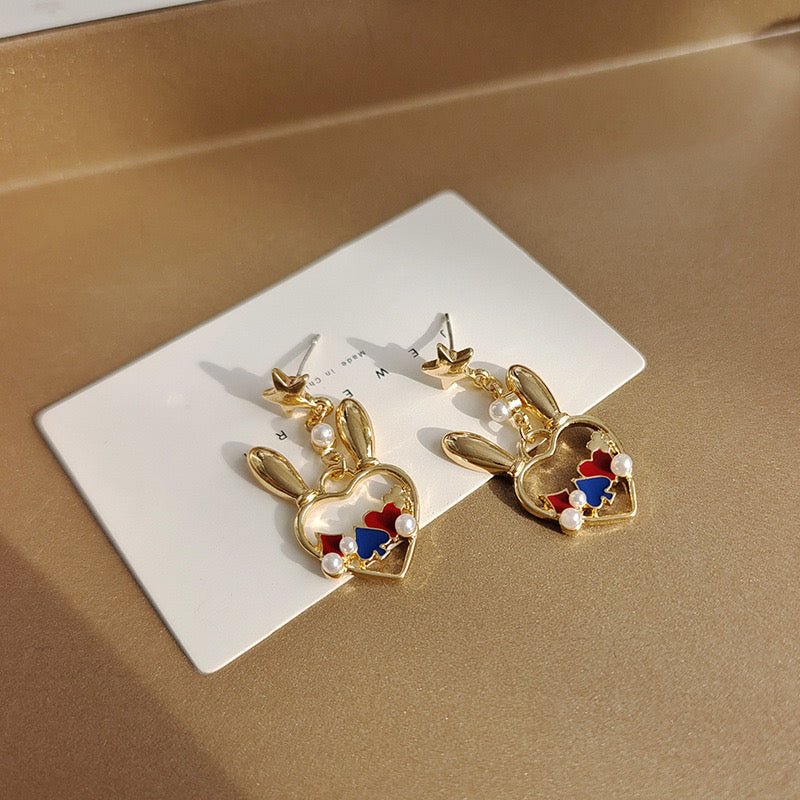 Aretes corazon conejo(K109)