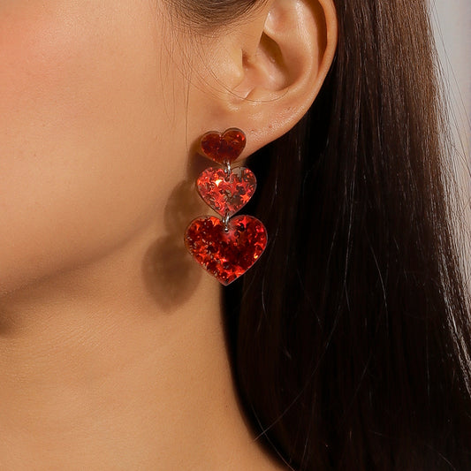 Aretes corazones rojo(L155)