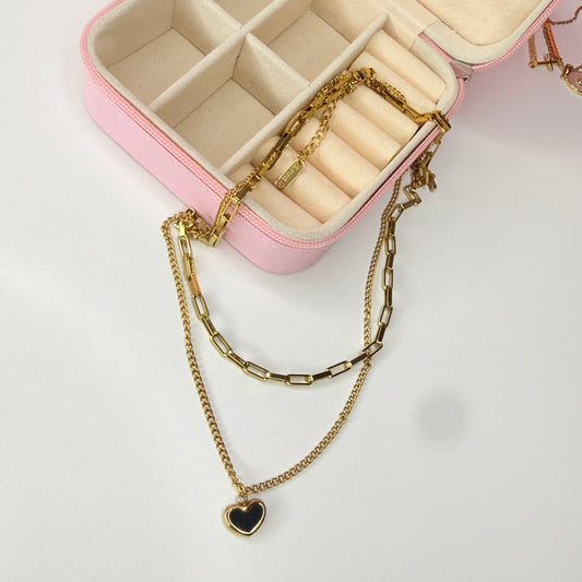 Collar doble corazón CHAPA DE ORO 18k(AA09.5)
