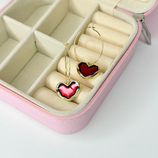 Aretes corazón CHAPA DE ORO 18k(S111)