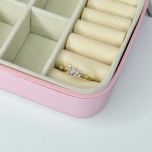 Anillo flores ajustable CHAPA DE ORO 18k(K186)