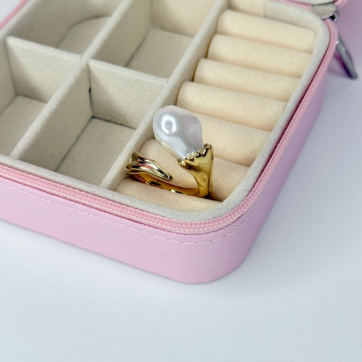 Anillo perla ajustable CHAPA DE ORO 18k(H116)