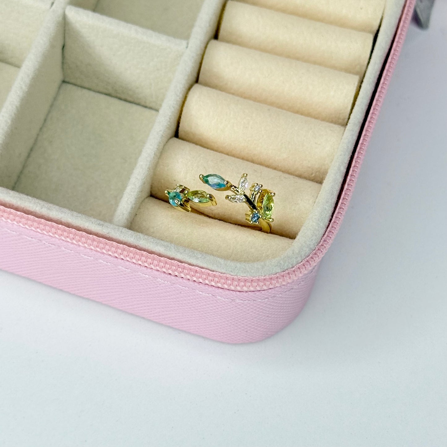 Anillo hojas ajustable CHAPA DE ORO 18k(K178)