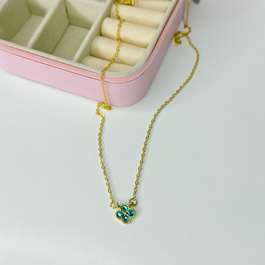 Collar flor azul CHAPA DE ORO 18k(S52)