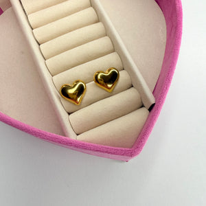 Aretes corazón CHAPA DE ORO(S111)