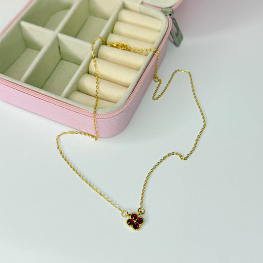 Color flor rojo CHAPA DE ORO 18k(S64)