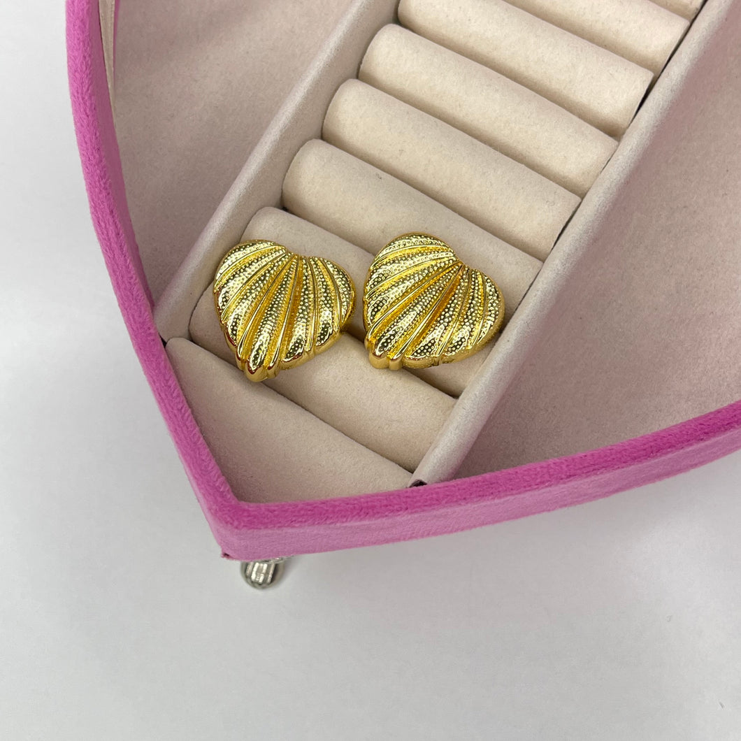 Aretes hoja medianos CHAPA DE ORO 18k(M197)