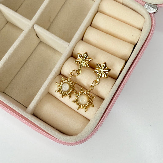 Aretes sol CHAPA DE ORO 18k(AA73)