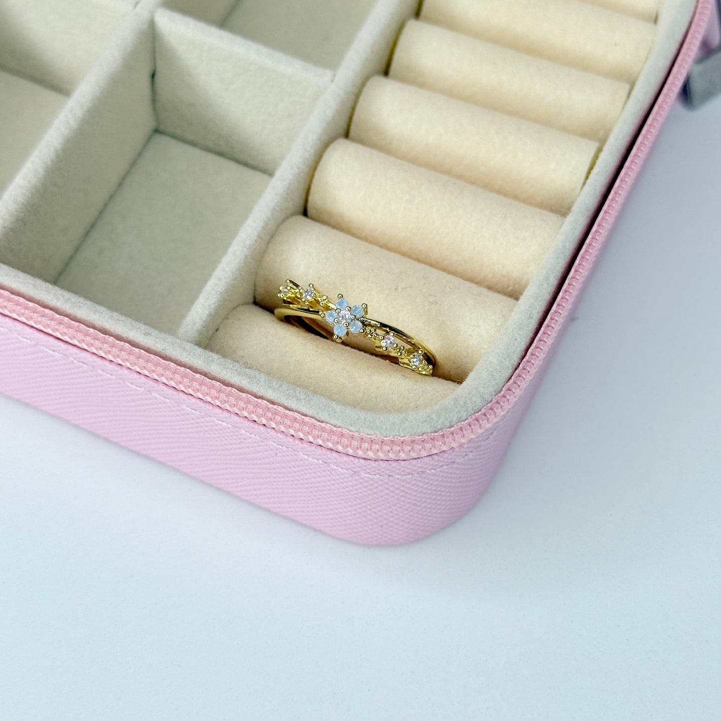 Anillo flor ajustable CHAPA DE ORO 18K(K209)