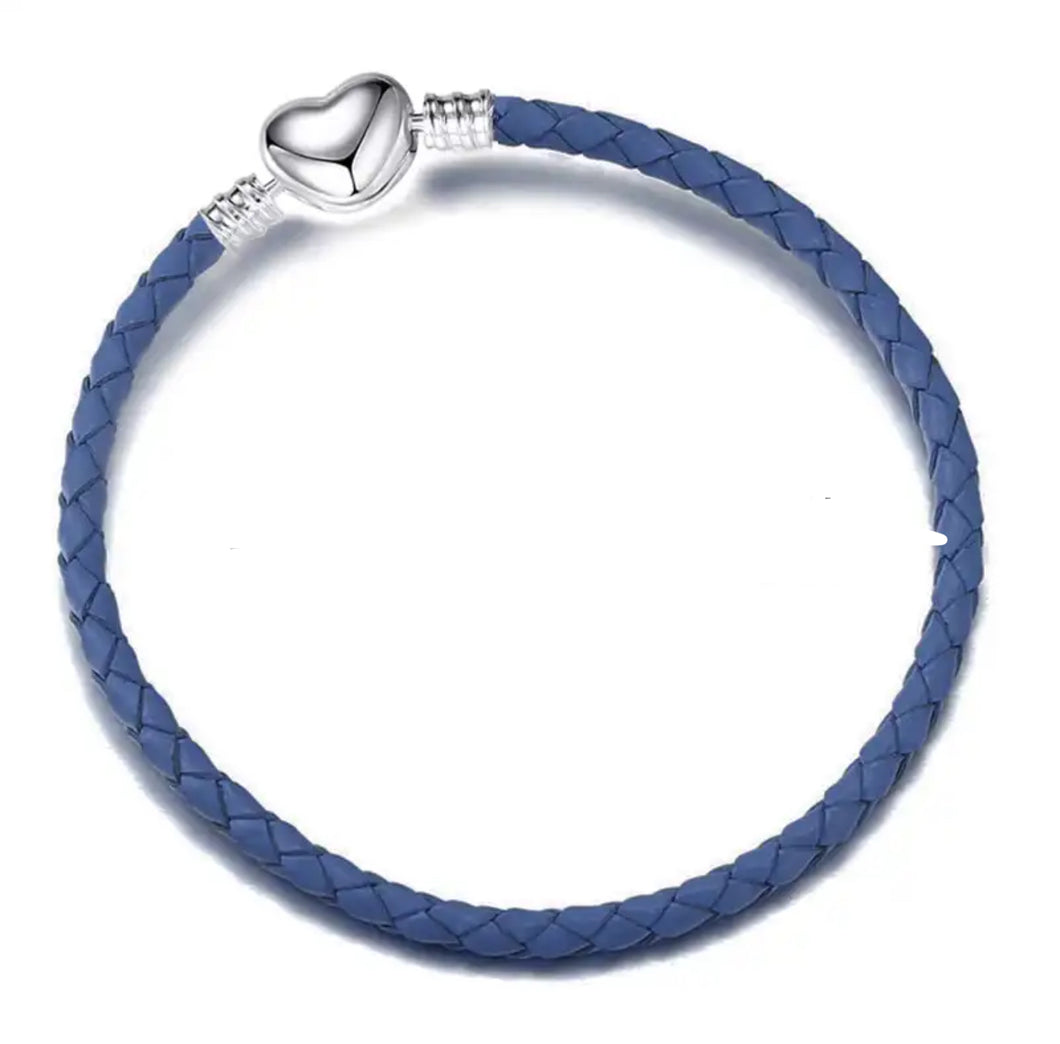 Pulsera azul corazon (Compatible con charms)