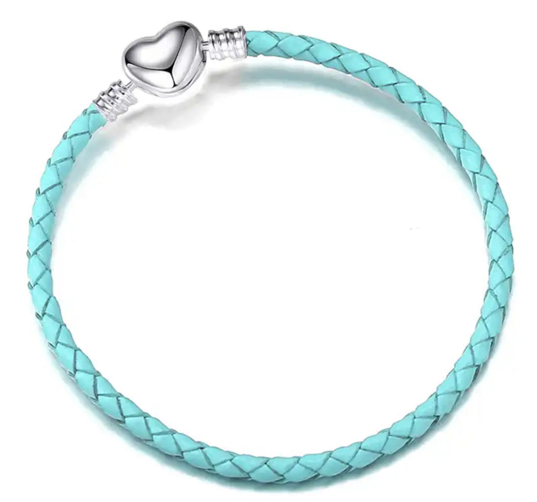 Pulsera azul cielo corazón (compatible con los charms)