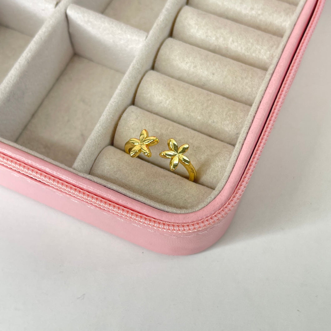 Anillo flores ajustable CHAPA DE ORO 18k(Q30)