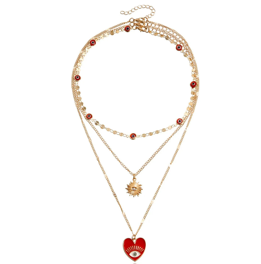 Collar corazon ojo rojo capas(B139.5)