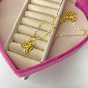 Collar corazon familia CHAPA DE ORO 18k(Q41)