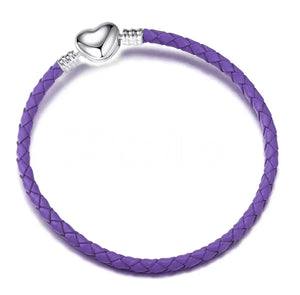 Pulsera morado corazón (compatible con los charms)