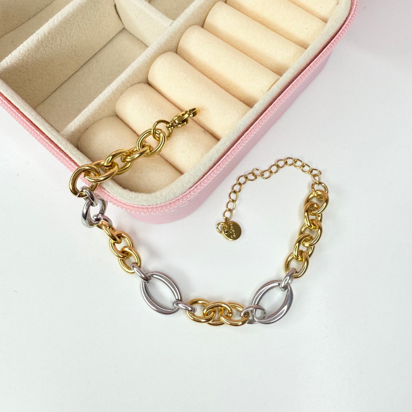 Pulsera dos tonos CHAPA DE ORO 18k(C146)