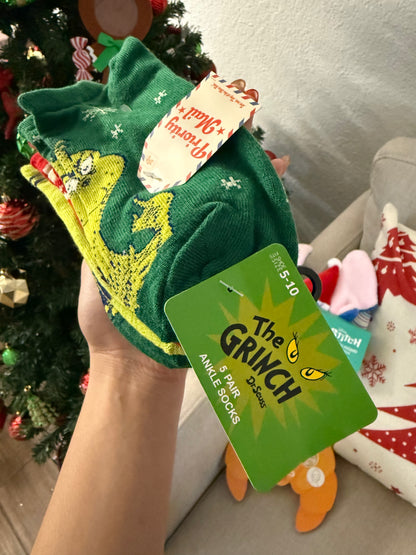 RETO ISELAAHER (Set 3 artículos - Calcetines Grinch - Patches Cuernito - Diadema Stitch )