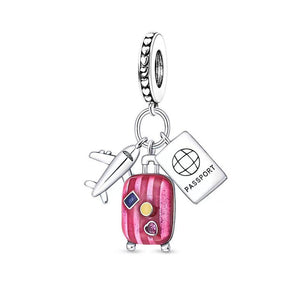 Charm avion maleta rosa(A159)