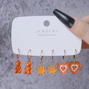 Aretes set naranja 3 pares(J161)