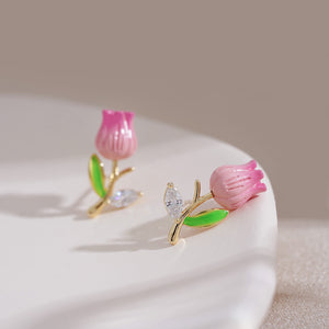 Aretes tulipan rosa(L110)