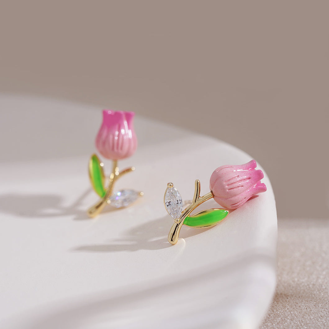 Aretes tulipan rosa(L110)