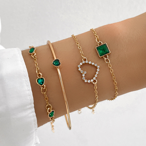 Pulseras set verde corazon(U35)