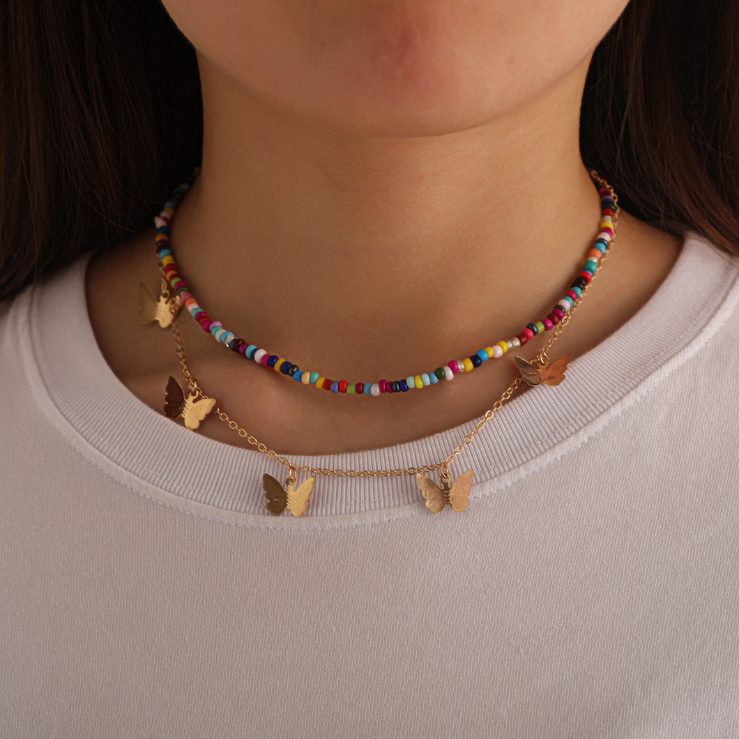 Collar mariposas colores(S86)